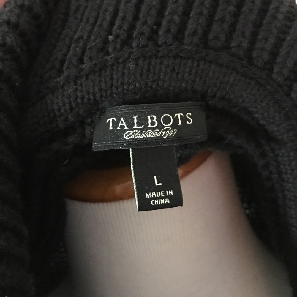 Talbots Black Label Chunky Knit Black Sweater Sz Large - Picture 4 of 7